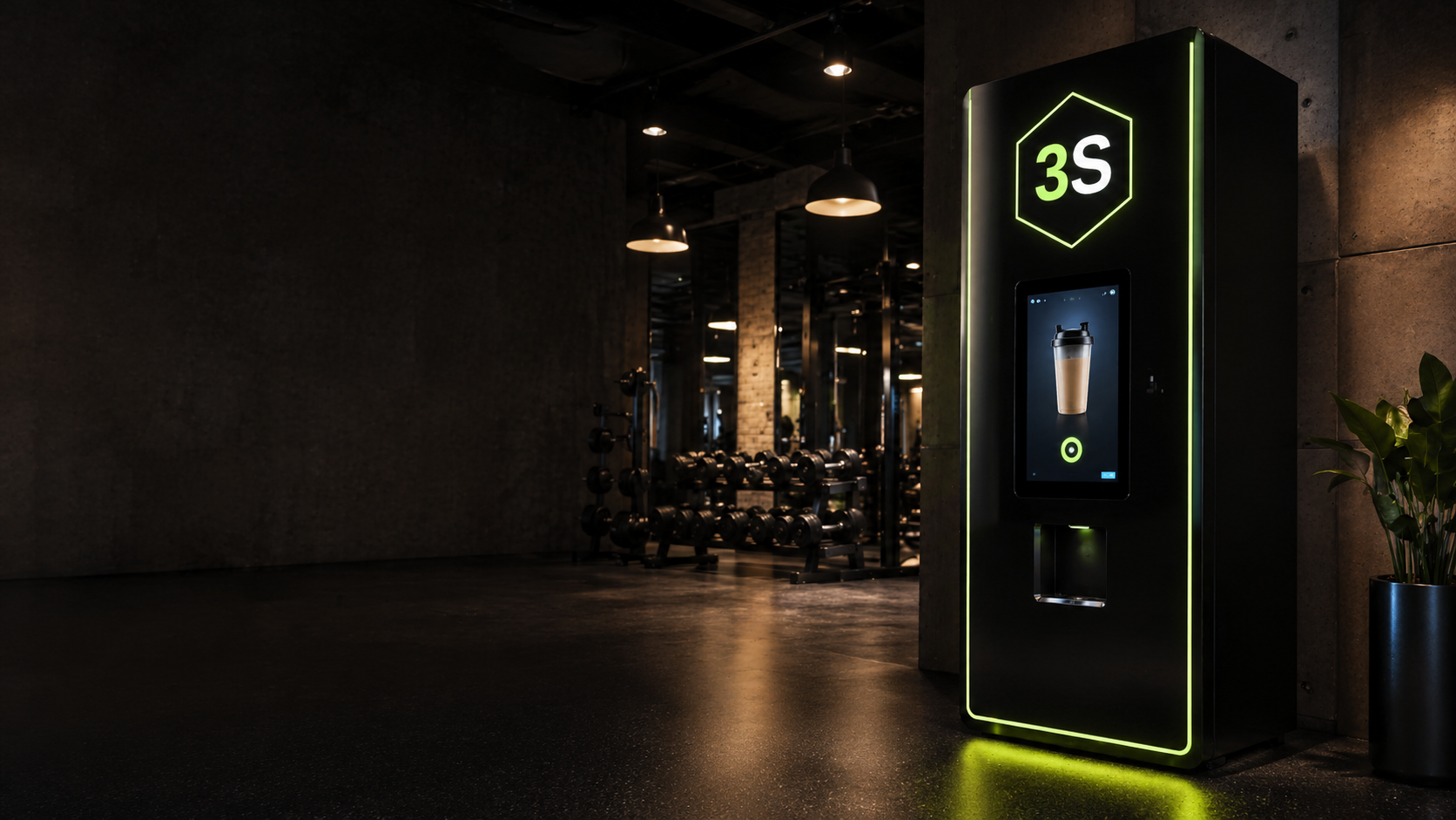 3S Protein vending machine in a premium gym environment